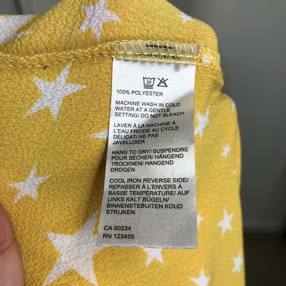 NEW Lord & Taylor Design Lab Yellow White Star Print Bell Sleeve Top Small - Picture 9 of 9